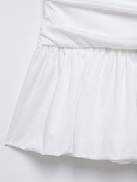 Pleated Wavy Poplin Tube Top and High-Waist Midi Skirt Set