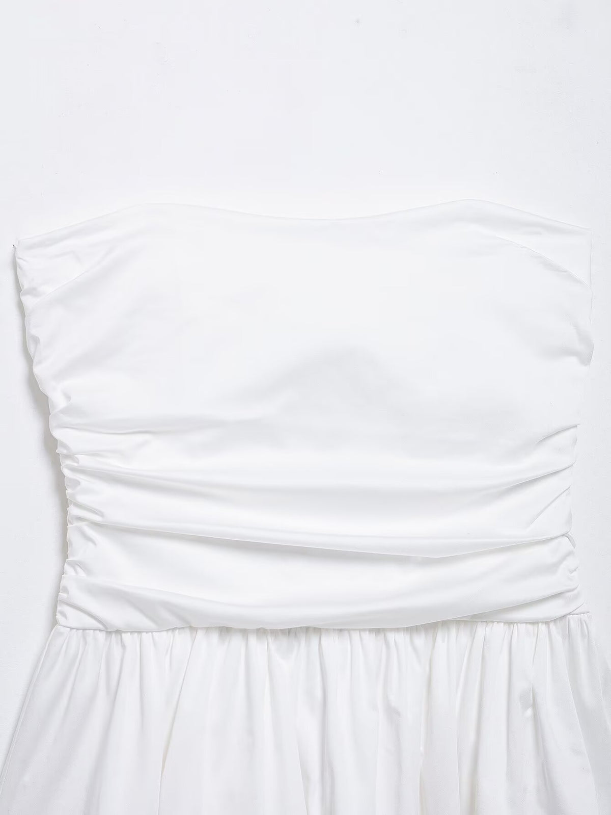 Pleated Wavy Poplin Tube Top and High-Waist Midi Skirt Set