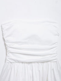 Pleated Wavy Poplin Tube Top and High-Waist Midi Skirt Set