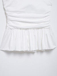 Pleated Wavy Poplin Tube Top and High-Waist Midi Skirt Set