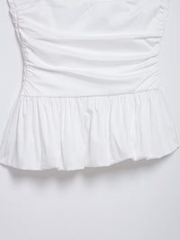 Pleated Wavy Poplin Tube Top and High-Waist Midi Skirt Set