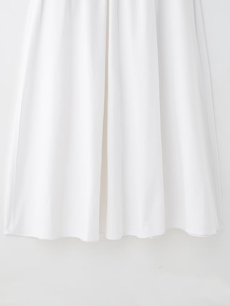 Pleated Wavy Poplin Tube Top and High-Waist Midi Skirt Set