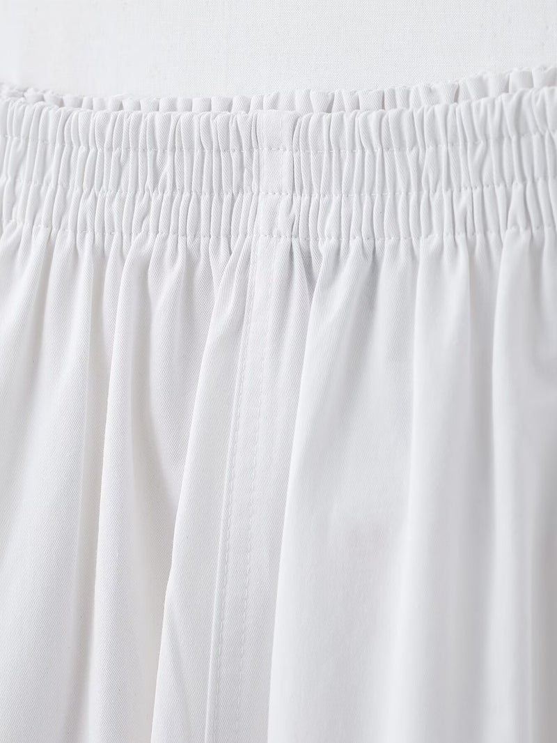 Pleated Wavy Poplin Tube Top and High-Waist Midi Skirt Set