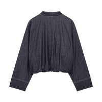 Denim Jacket Coat &amp; Pleated Skirt Two-Piece Set