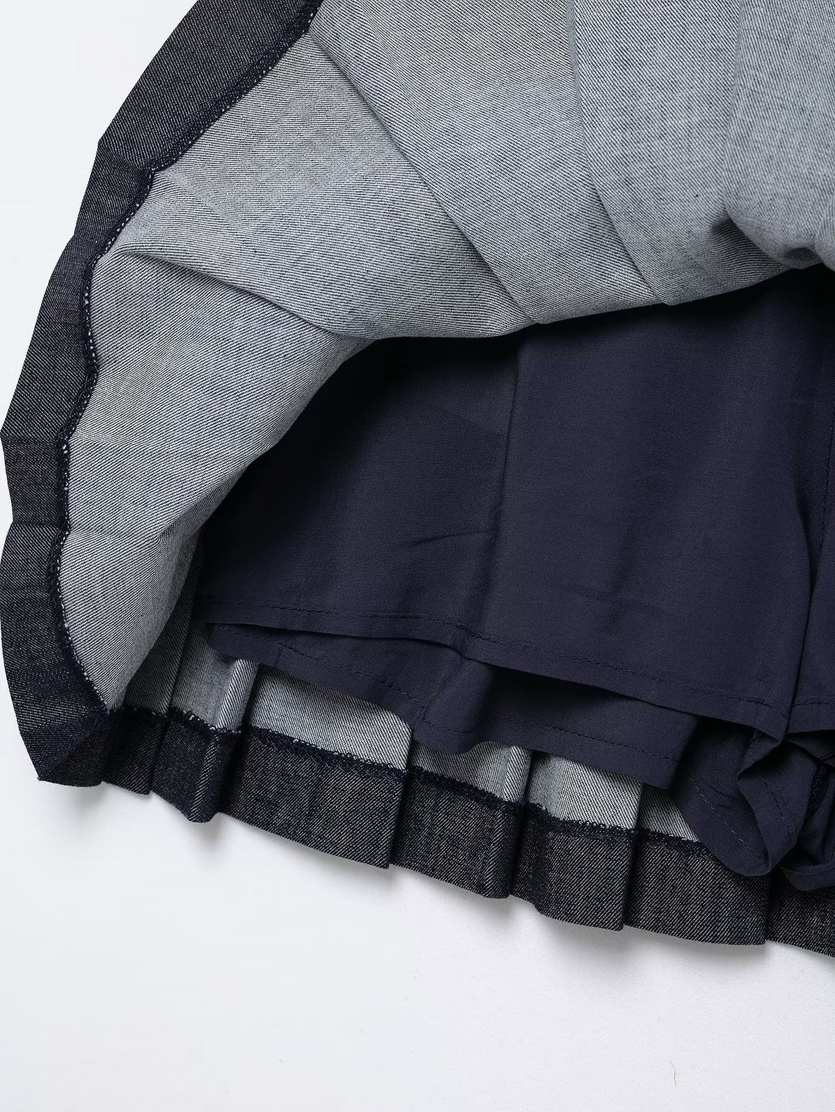 Denim Jacket Coat &amp; Pleated Skirt Two-Piece Set