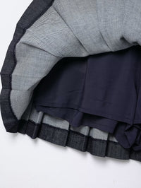 Denim Jacket Coat &amp; Pleated Skirt Two-Piece Set