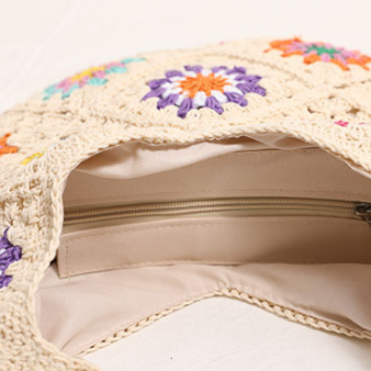 Ribbon Shoulder Large Straw Bag