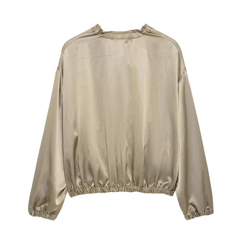 Silk Satin Textured Casual Jacket