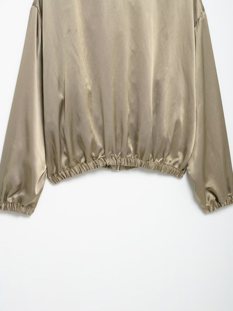 Silk Satin Textured Casual Jacket