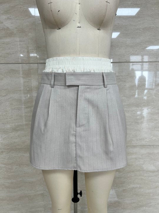 Double Waistband Pinstripe Trouser Skort