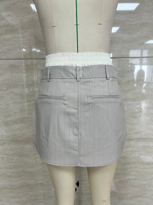 Double Waistband Pinstripe Trouser Skort