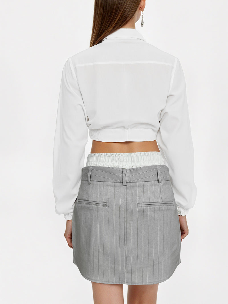 Double Waistband Pinstripe Trouser Skort