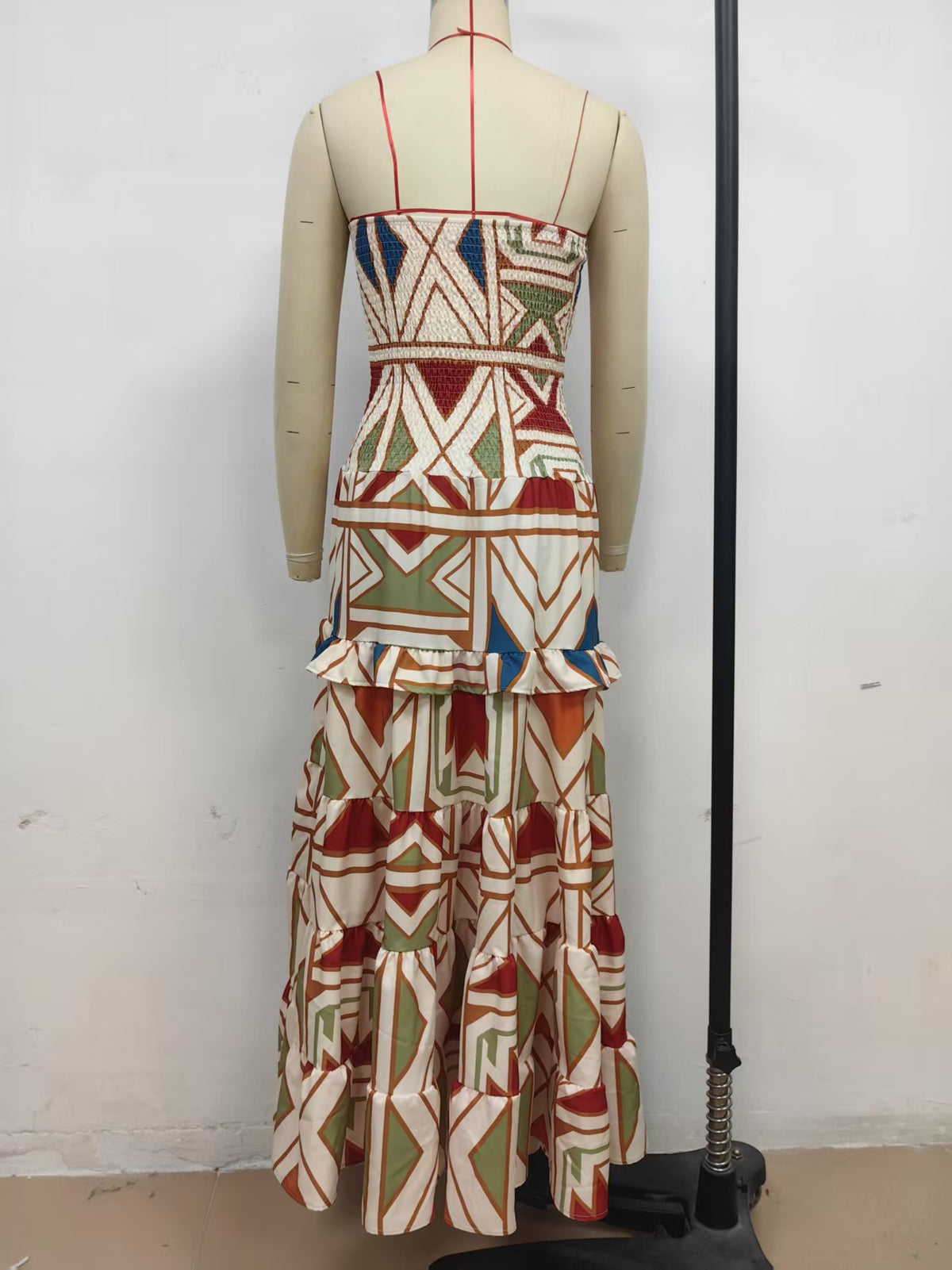 Summer Women Retro Boho High Waist Printing Slip Dress