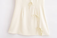 Minimalist Lace Bow Slip Mini Dress