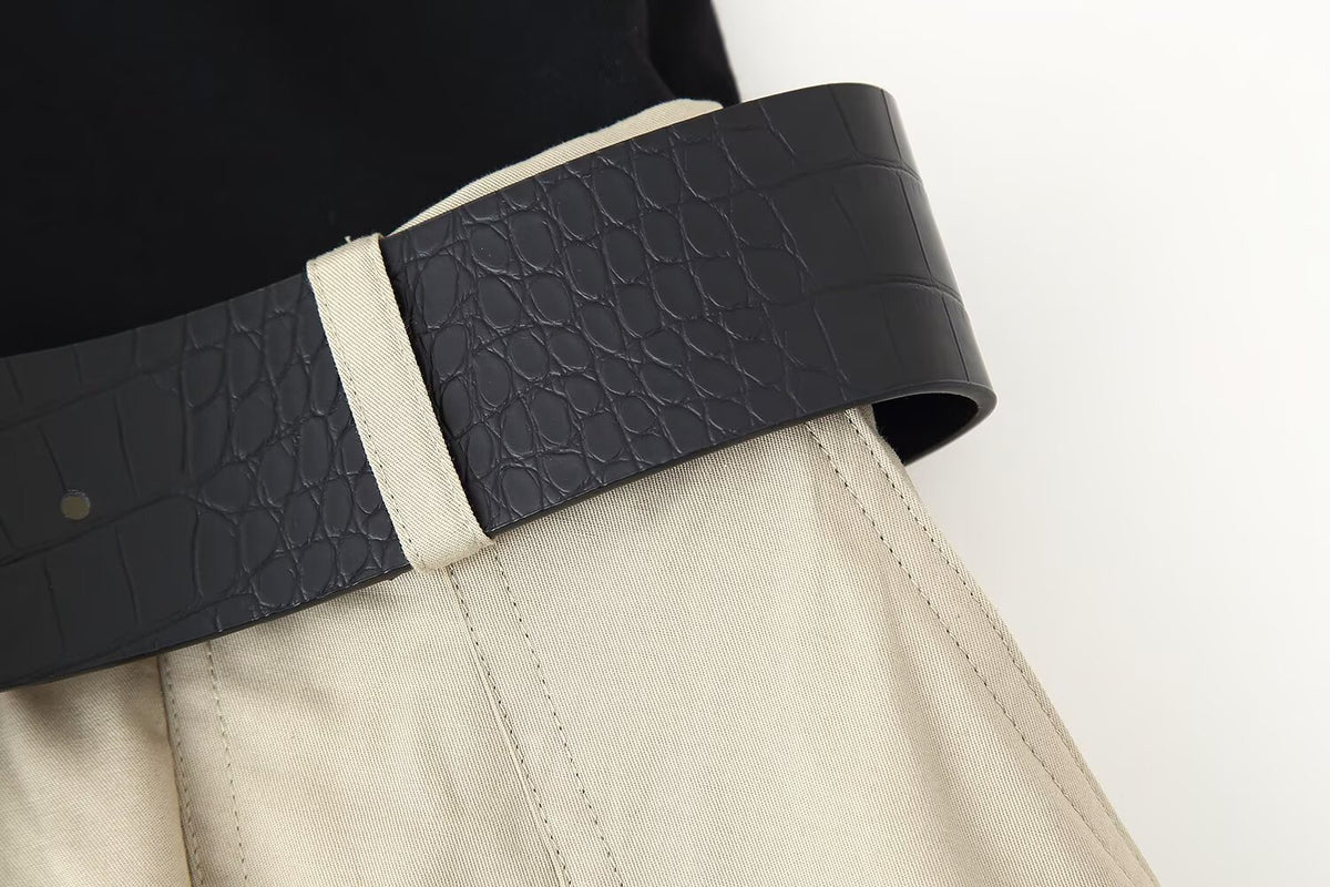 Women Clothing Strap Padded Shoulder Patchwork round Neck Sleeveless Dress