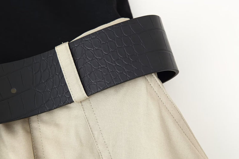 Women Clothing Strap Padded Shoulder Patchwork round Neck Sleeveless Dress