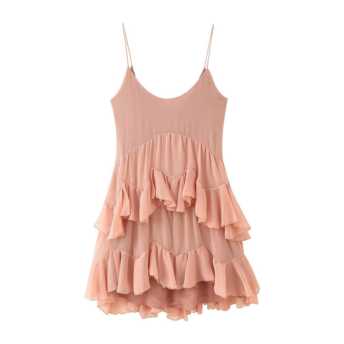 Women Slim Fit Sexy Backless Laminated Decoration Dress Women