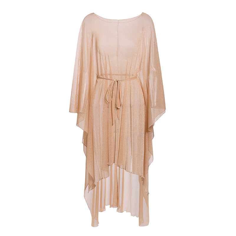 Sheer Knit Long Cardigan Cover-Up