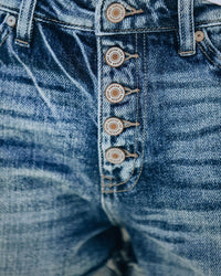 High-Waisted Asymmetric Denim Shorts