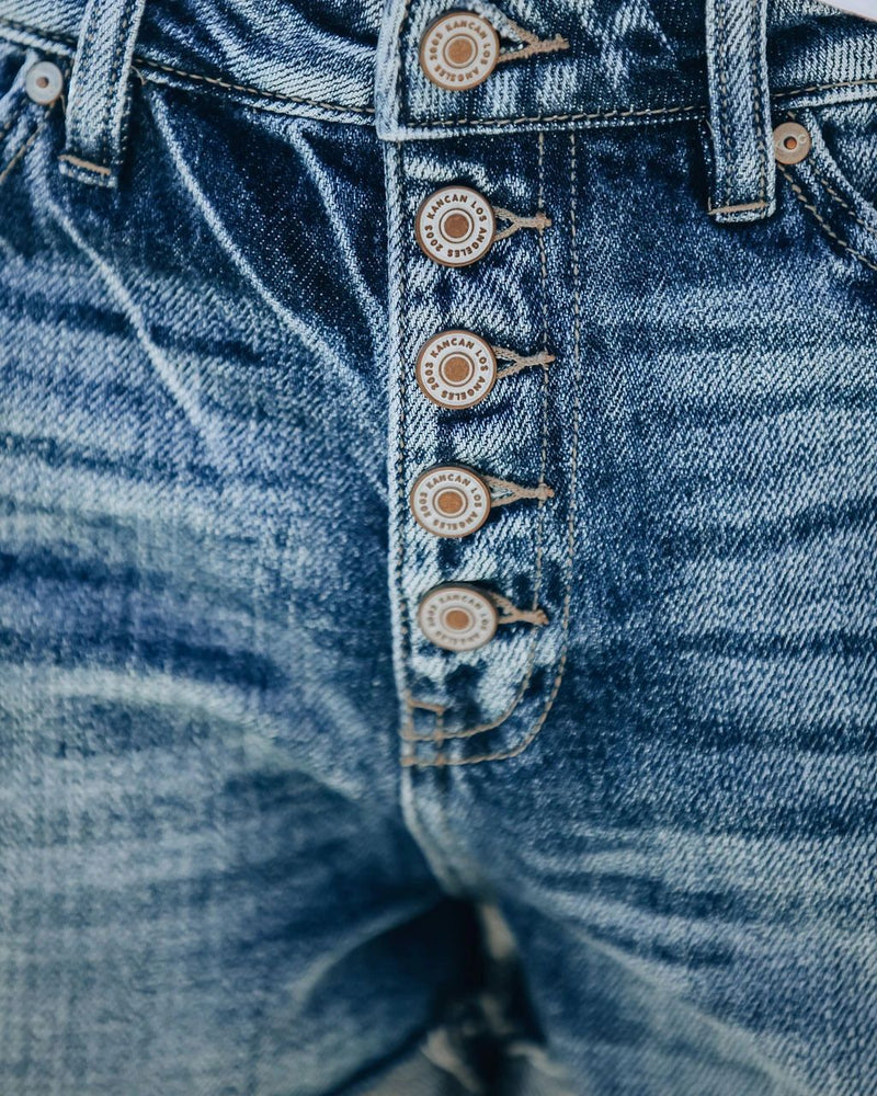 High-Waisted Asymmetric Denim Shorts