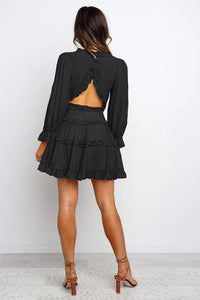 Sexy Deep V Ruffled Knee-Length Dress