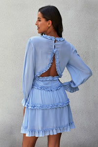 Sexy Deep V Ruffled Knee-Length Dress