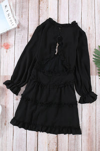 Sexy Deep V Ruffled Knee-Length Dress