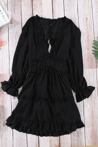 Sexy Deep V Ruffled Knee-Length Dress