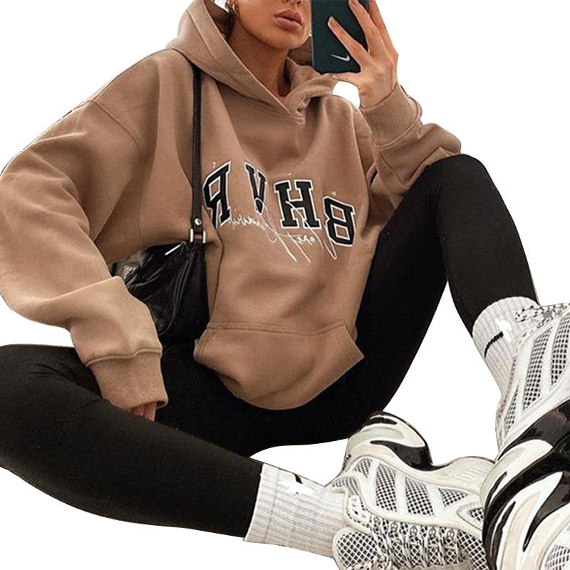 Graphic Print Velvet-Lined Hoodie
