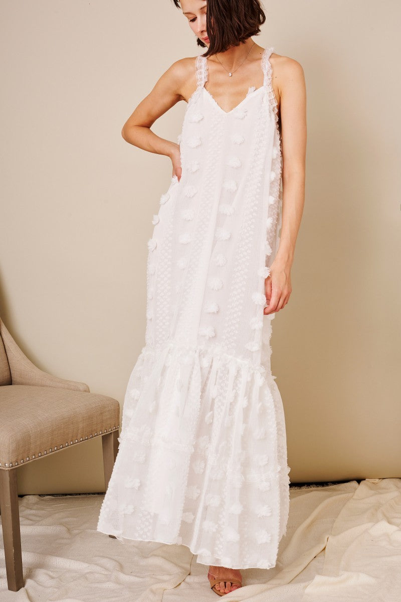 Halter Three Dimensional Floral Mop Tiered Dress