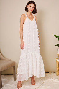 Halter Three Dimensional Floral Mop Tiered Dress