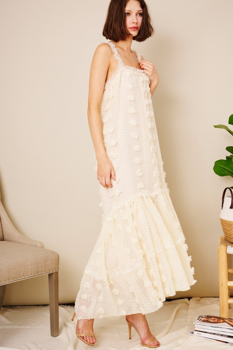 Halter Three Dimensional Floral Mop Tiered Dress