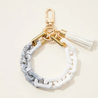 Two Tone Mixed Resin Chain Keychains with Tassel