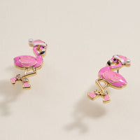 Flamingo Christmas Enamel Stud Earrings