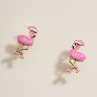 Flamingo Christmas Enamel Stud Earrings