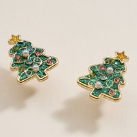 Christmas Tree Enamel Stud Earrings