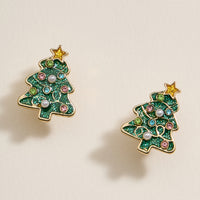 Christmas Tree Enamel Stud Earrings