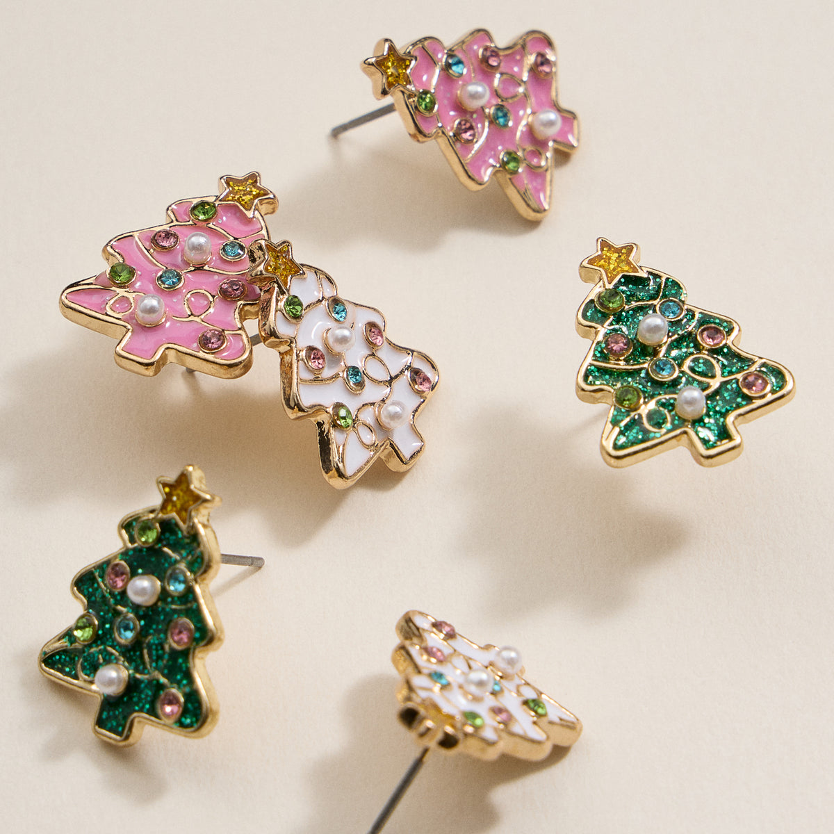 Christmas Tree Enamel Stud Earrings