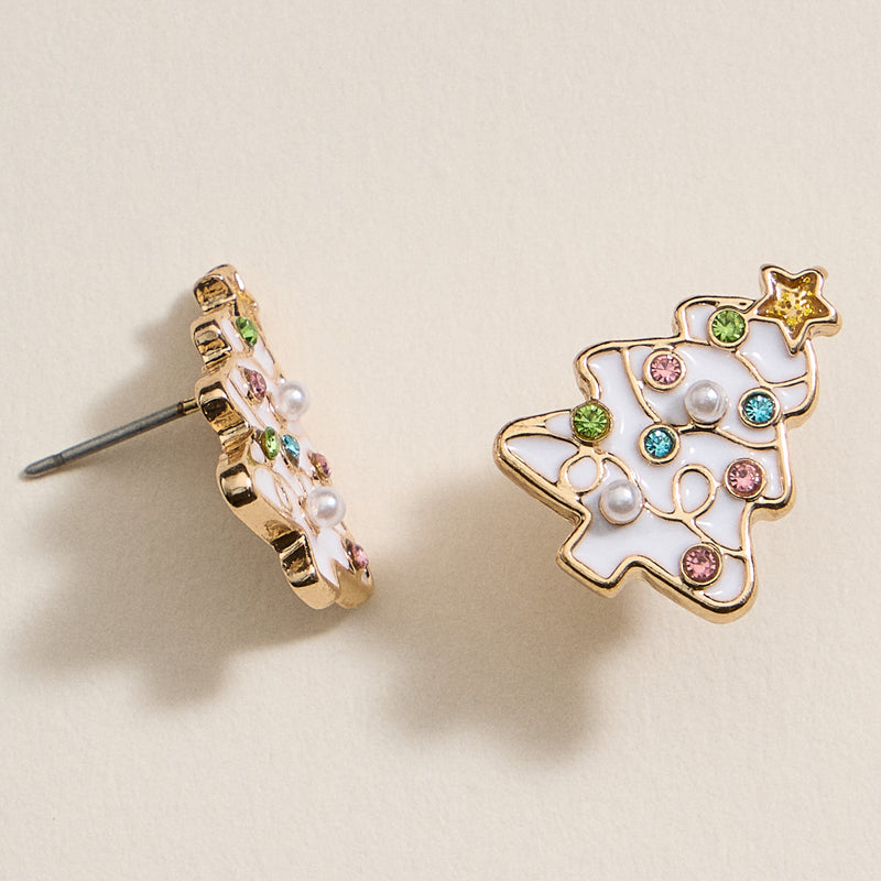 Christmas Tree Enamel Stud Earrings