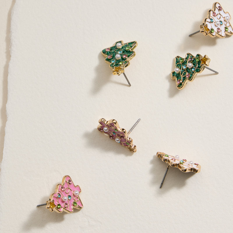 Christmas Tree Enamel Stud Earrings