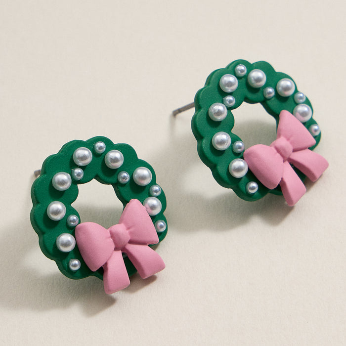 Christmas Decor Enamel Stud Earrings