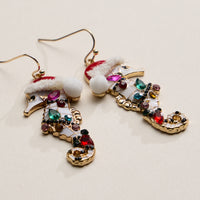 Festive Rhine Stone Seahorse Drop Earrings
