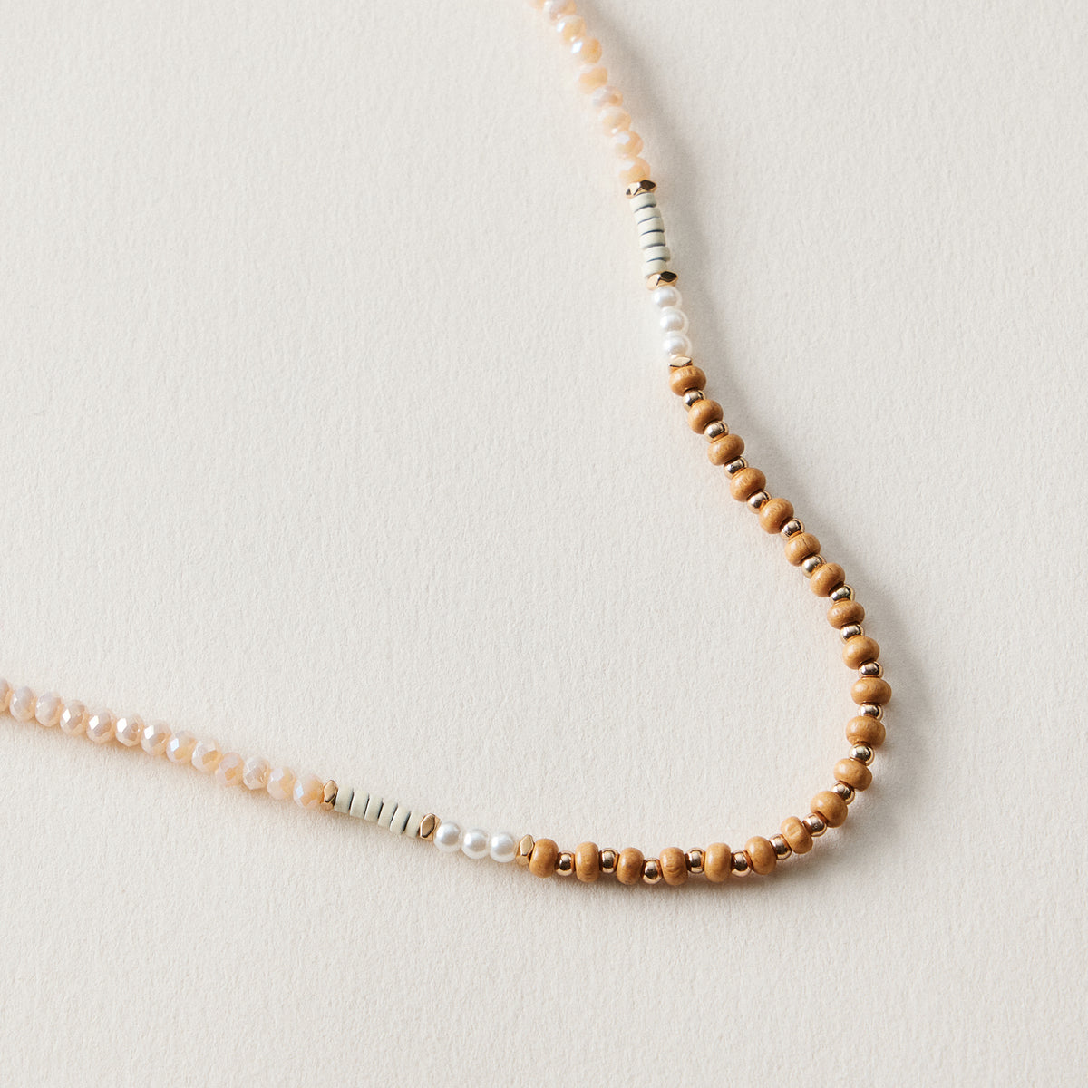 Mixed Bead Anklet – Wood & Pearl Accent Beaded Anklet