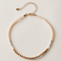Mixed Bead Anklet – Wood & Pearl Accent Beaded Anklet