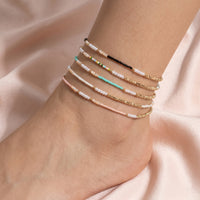 Beaded Anklet with Pearls and Gold Accents
