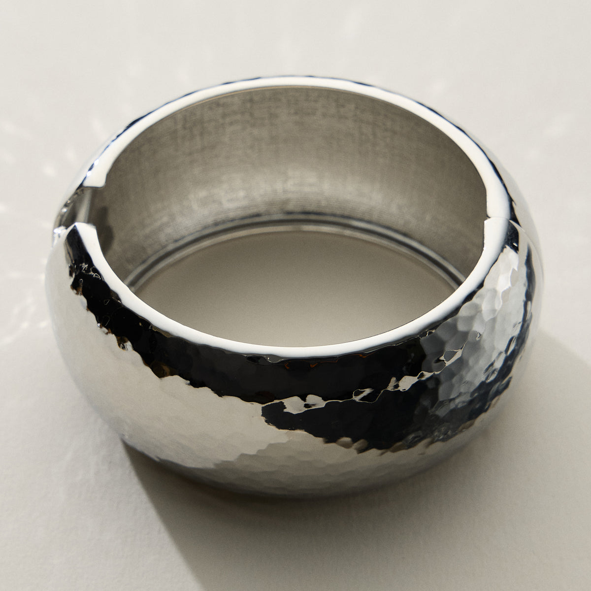 Hammered and Hollow Wide 18K Gold Cuff Bracelet
