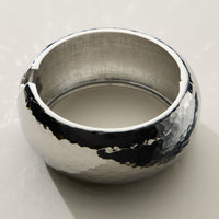 Hammered and Hollow Wide 18K Gold Cuff Bracelet