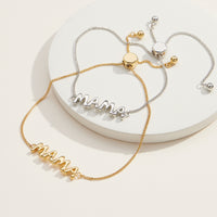 Mama Script Adjustable Pull Tie Bracelet in 18K Gold Dipped Gold or Silver - Perfect Gift for Moms