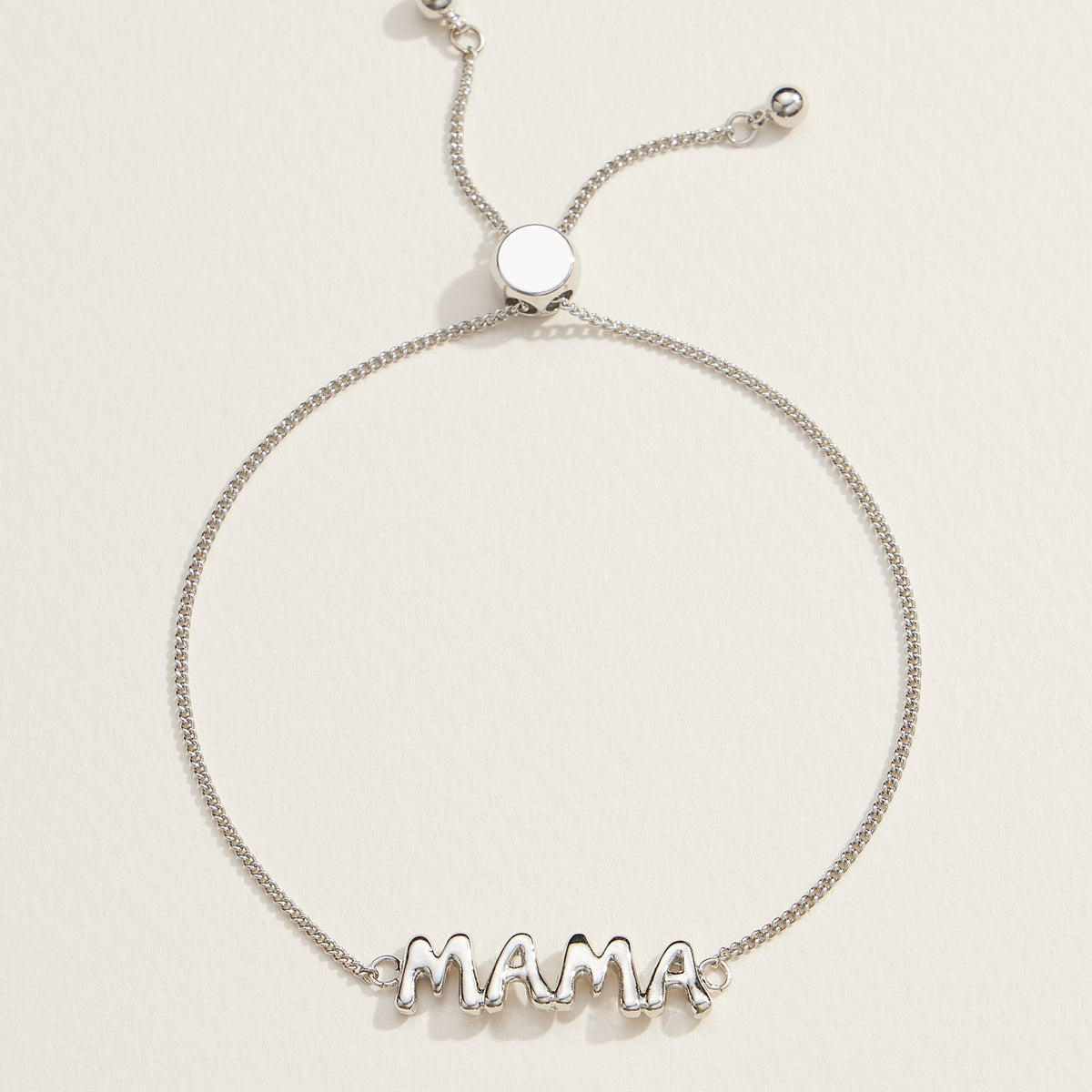 Mama Script Adjustable Pull Tie Bracelet in 18K Gold Dipped Gold or Silver - Perfect Gift for Moms