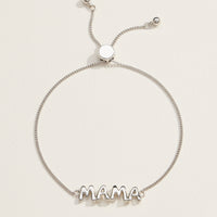 Mama Script Adjustable Pull Tie Bracelet in 18K Gold Dipped Gold or Silver - Perfect Gift for Moms